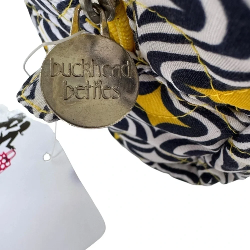 NWT Quilted Cosmetic Bag Buckhead Betties Curve Appeal Navy Yellow